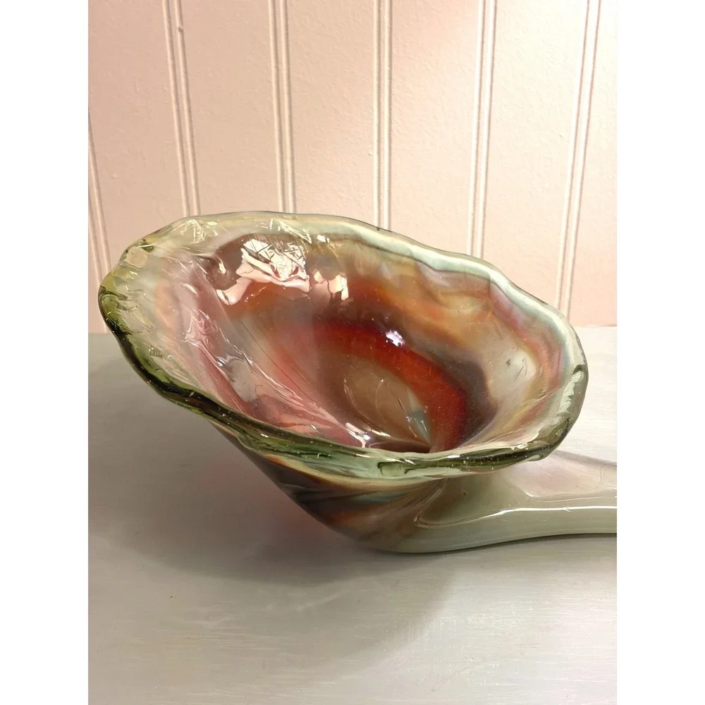 Vintage Art‎ Glass Swan Candy Dish Colorful Swirl Murano Style Catchall Bowl